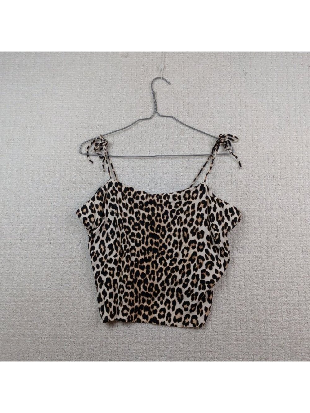 Y2K H&M Leopard Camisole Top Glam Mcbling Tie Strap Shoulder 2000's Wom Sz L